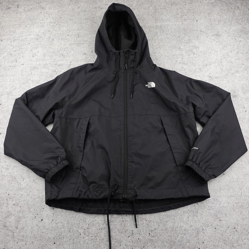 The North Face Women Medium Antora Rain Hoodie Jacket Windbreaker Black NF0A7QF1